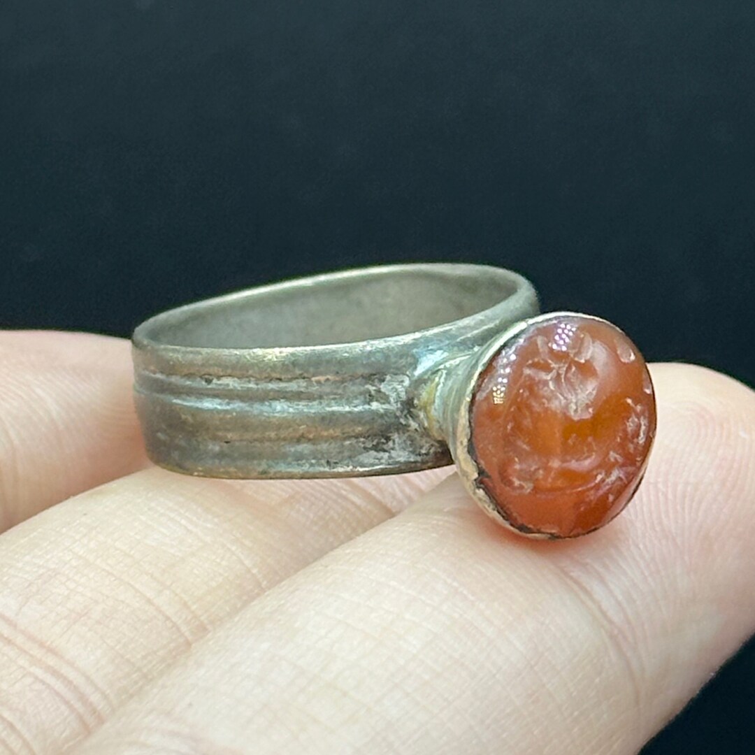 Acient Rome Rings Stunning Old Ancient Roman Ring With Agate Intaglio of Animal - Etsy