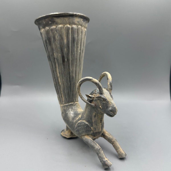 Genuine Achaemenid Silver Rhyton With Goat Forepart - Circa 5th Century B.C.