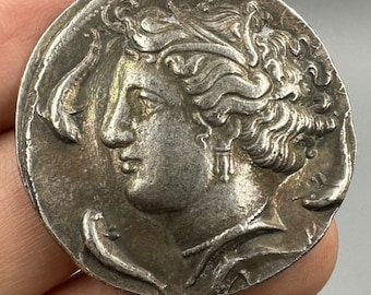 Ancient Roman Greek Silver Plated Queen Head Coin