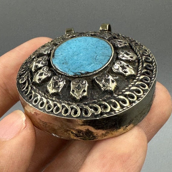 Very Old Ancient Roman Style Torquise Silver Plat… - image 3