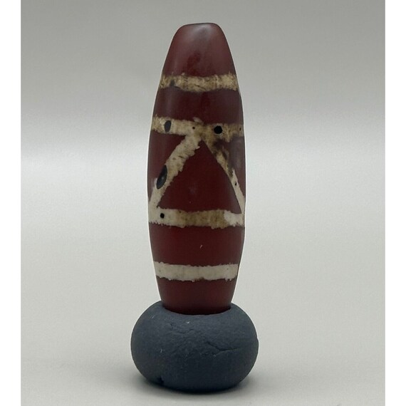 美しい古代ササン朝のエッチングカーネリアン瑪瑙ビーズ - 西暦 4 世紀