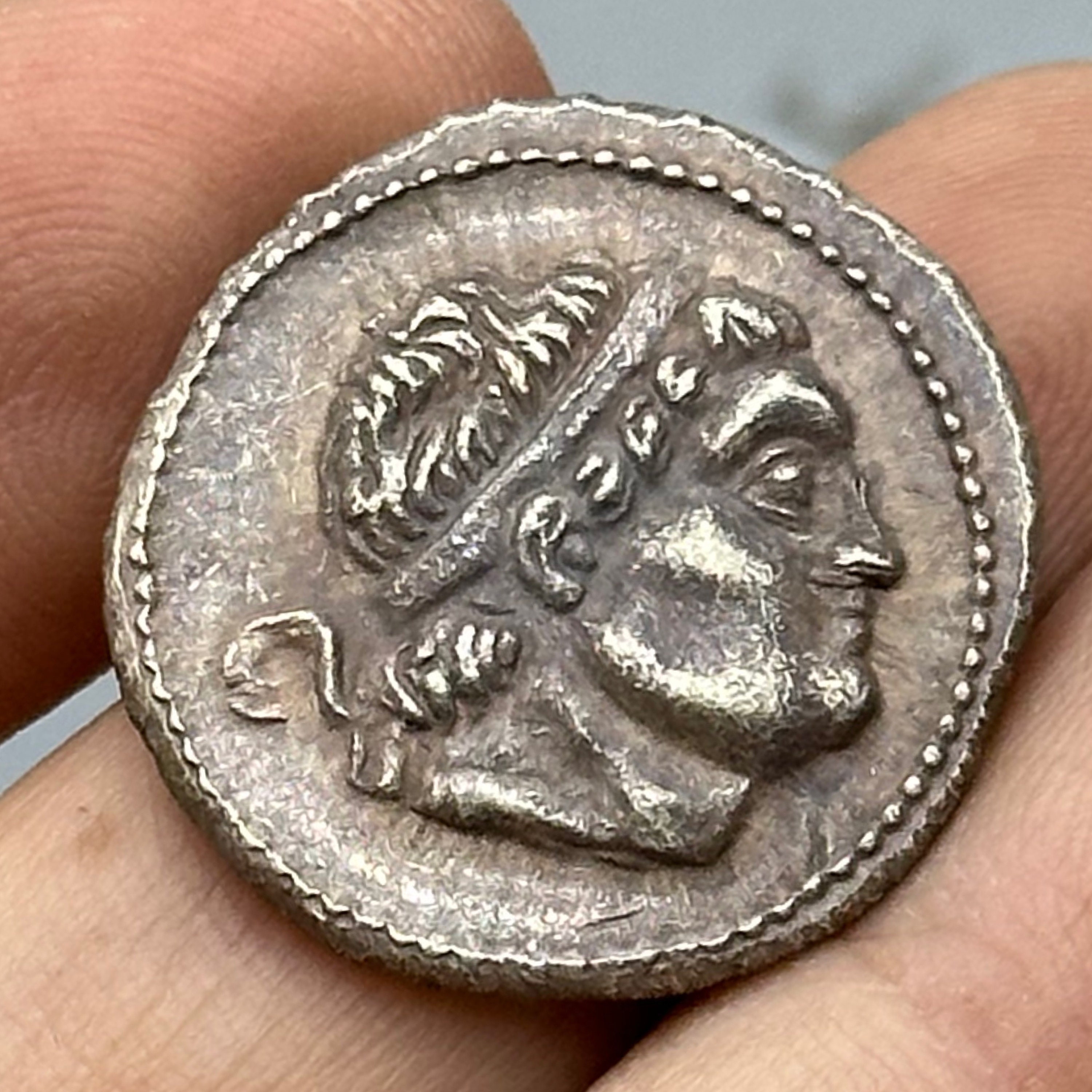 Large Ancient Greek silver coin with kings face 9.7 grams