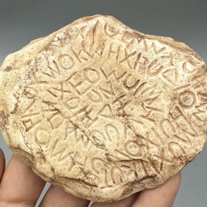 A Rare Ancient Greco Roman Stone Fragment With Greek Writing E