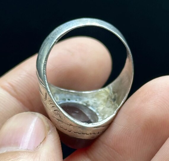 Rare Unique Ancient Roman Solid Silver Ring With … - image 3