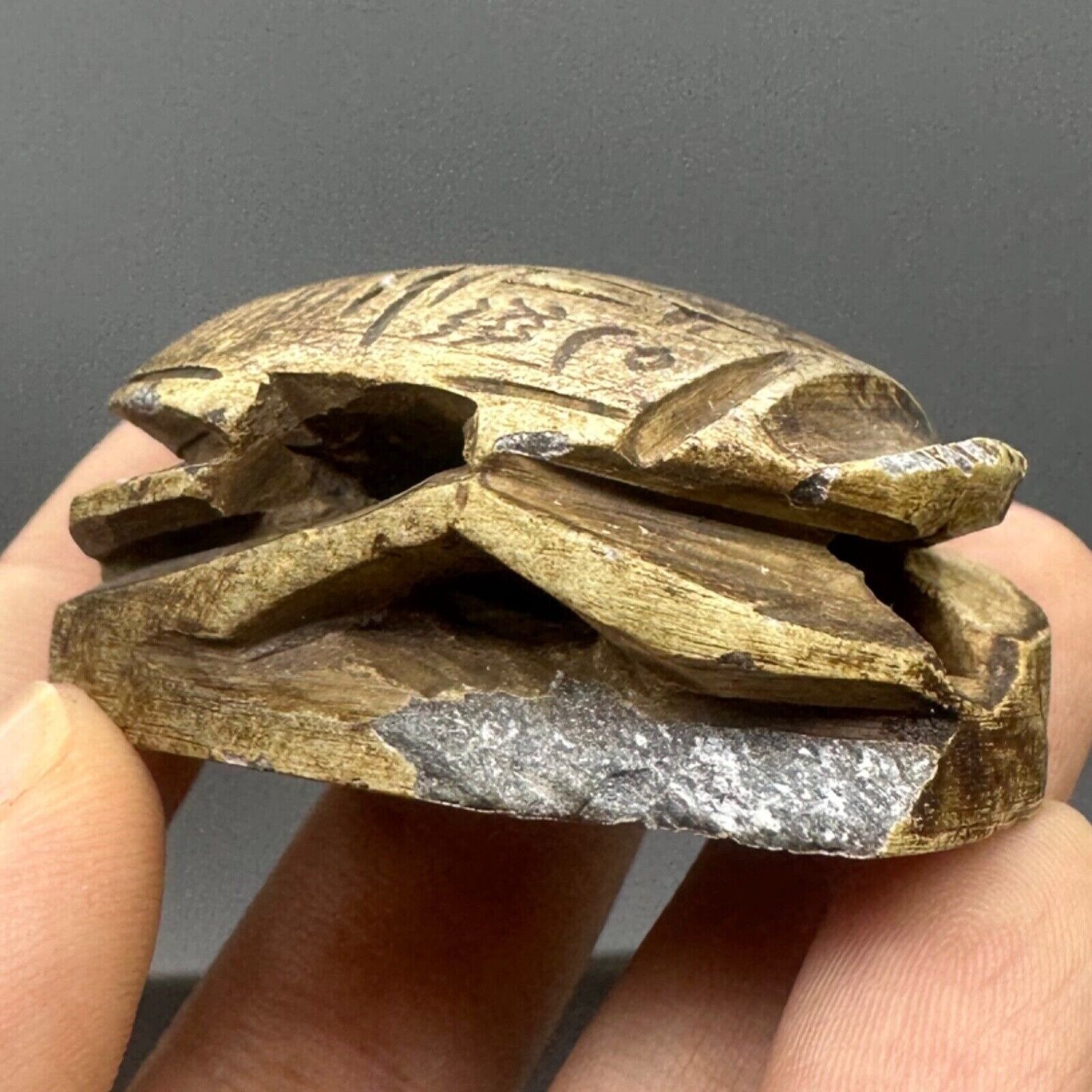 Genuine Ancient Egyptian Insect Stone Scarab With Carved Writing and ...