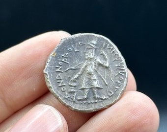 Moneda genuina de Asia central de Buda de plata del antiguo imperio Kushan e