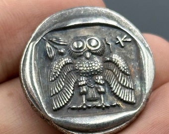 ancient greek owl athens attica dekadrachm 460-469 bc coin