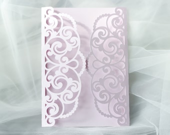 Invitación de boda plegable de 5x7 SVG: plantilla cortada a láser para Cricut y Glowforge