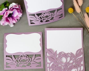 Invitación plegable SVG de bolsillo: plantilla de corte láser de boda de 5 x 7 para Cricut/archivos de corte digital