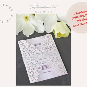 15x18 Hochzeitseinladung, Laser geschnitten, Kartenvorlage für Umschläge, SVG schneidedatei, Cricut, Silhouette, Cameo, DIGITALE VORLAGE