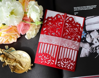 Plantilla SVG de invitación de boda plegable: Tarjeta de invierno y Navidad (descarga digital)