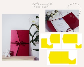 Plantilla de invitación de boda cortada a láser: tríptico, 5x7 SVG (plantilla digital)