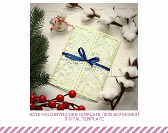 Plantilla de invitación de boda con corte láser de copo de nieve: 5x7 (plantilla digital)