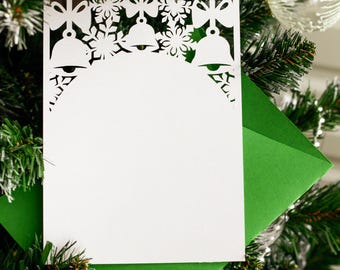 Invitación navideña y de boda SVG de 5x7: tarjeta cortada a láser con sobre / plantilla Cricut Glowforge