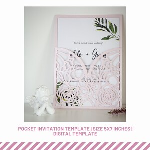 Floral Laser Cut Hochzeitseinladung Vorlage: 13x18 Pocket Card (Digital Template)