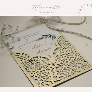 5x7 Pocket Hochzeitseinladung, Laser geschnitten, Kartenvorlage, SVG Schneidedatei, Cricut, Silhouette, Cameo, DIGITALE VORLAGE