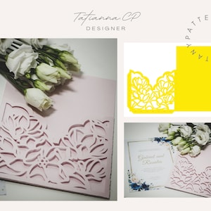 5x7 Pocket Hochzeitseinladung, Laser geschnitten, Kartenvorlage, SVG Schneidedatei, Cricut, Silhouette, Cameo, DIGITALE VORLAGE