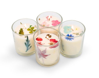 Scented Garden Candles with Pressed Herbs