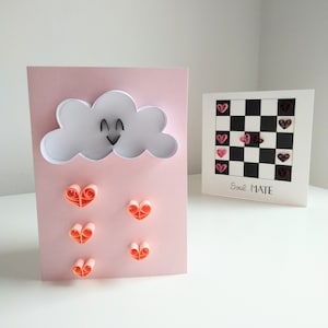 Regenachtig met een kans op liefdevolle harten, Valentine Card, Paper Quilling, Home Decor