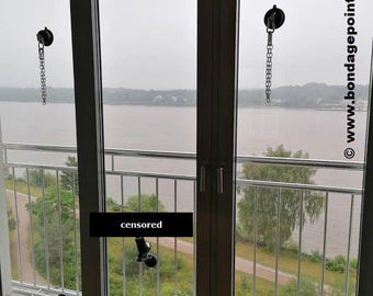PORTABLE St. ANDREWS CROSS (4x strong BDSM bondage point set, ankle cuffs/wrist cuffs, leg irons/handcuffs, door/wall/bed suction cups)
