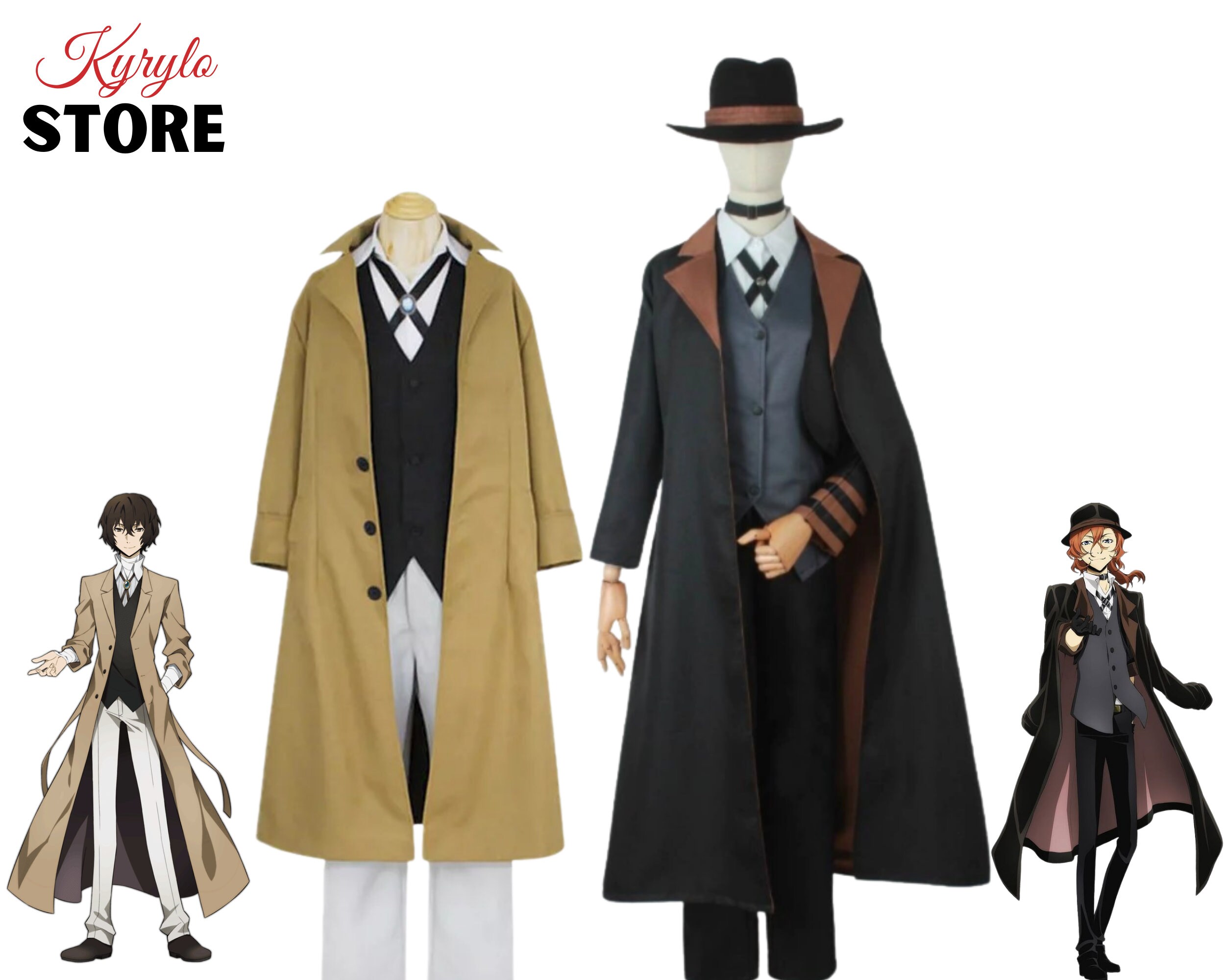 Bungou Stray Dogs Cosplay Osamu Dazai Costume Suit Trench Coat Outfit Dress Vest 