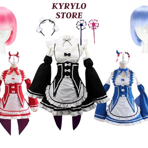 Rem Ram Costume Cosplay Maid Outfit Dresszero Kara Hajimeru Etsy