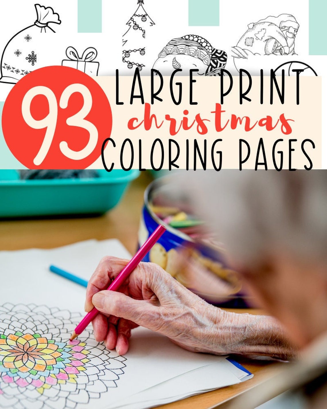 Large Print Christmas Coloring Pages for Seniors, Games for Seniors, Activities for Seniors ...