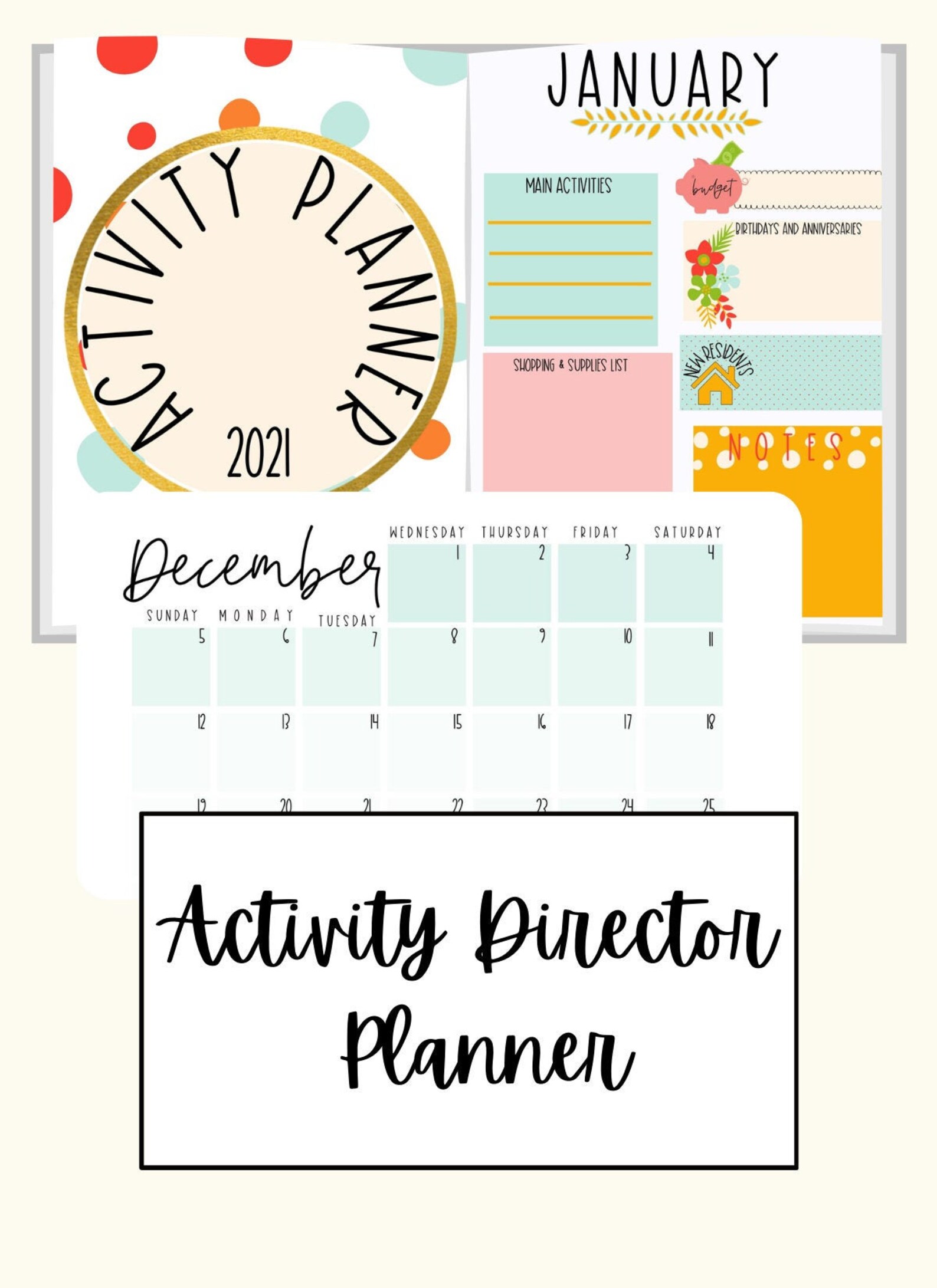 Activity director planner senior living printable senior etsy