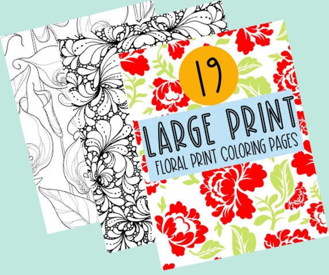Large Print Floral Coloring Book Coloring for Seniors - Etsy