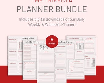 Planner Bundle Printable | Daily Weekly Wellness Planners | Productivity & Self-Care PDF Pack | Instant Download