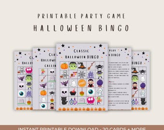 Juego de bingo de Halloween imprimible: Actividad de fiesta espeluznante (Descarga instantánea)
