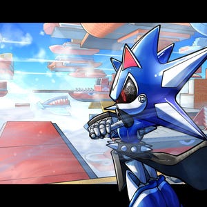 Robotic Hedgehog’s Flying Ships - Video Game Poster