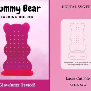 Gummy Bear Earring Stand SVG | Laser Cut File | Glowforge | Stud Earring Stand | Earring Organizer | Jewelry Display