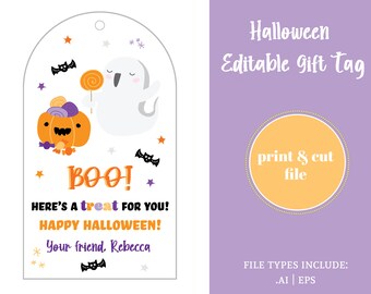 DIGITAL FILE-Halloween Gift Tag-Halloween Candy Tag-Ghost Tag-Print and Cut File-Cricut-Die Cut