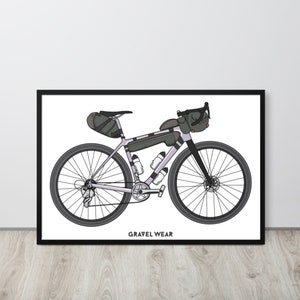 Bikepacking / Gravel Bike Art Print Poster, MTB, bikepacking, bike packing, adventure bike, gravel bike, gravel wear, cycling, 3