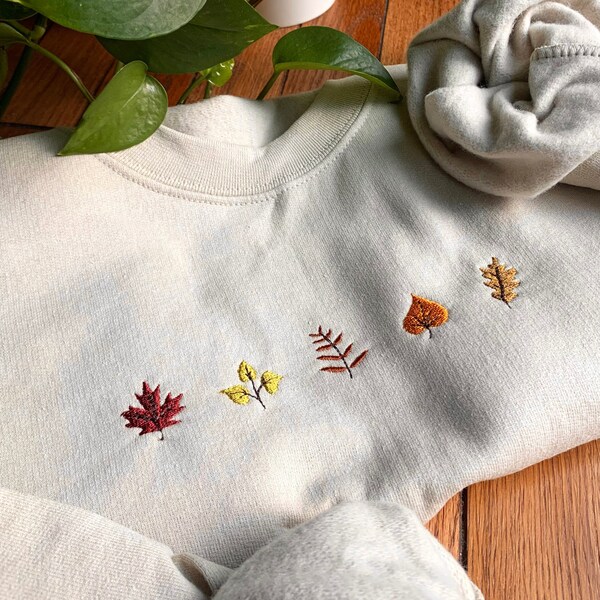 Little Leaves Embroidered Crewneck