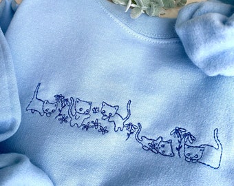 Cute Cats Embroidered Crewneck