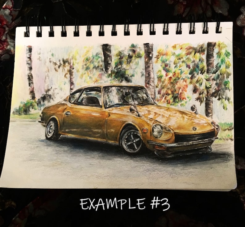 Custom car drawing personalized car painting custom car portrait gift for him original drawing
