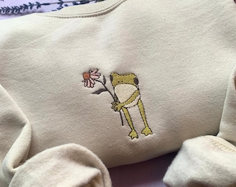 Flower Frog Embroidered Crewneck