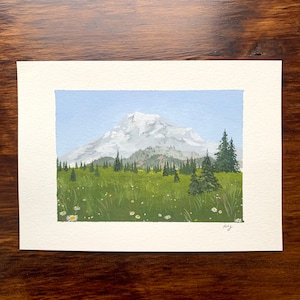 Mount Rainier gouache painting