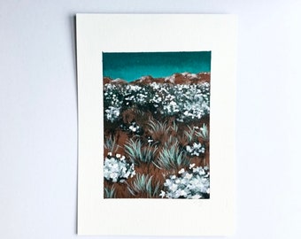 Original gouache New Mexico bloom painting