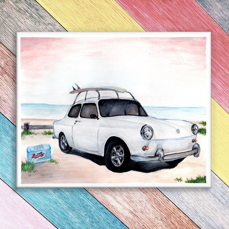 Custom car drawing personalized car painting custom car portrait gift for him original drawing