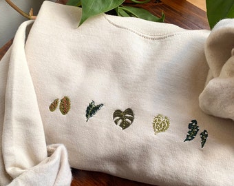 Little Plant Leaves Embroidered Crewneck