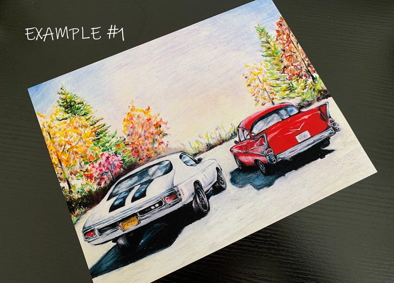 Custom car drawing personalized car painting custom car portrait gift for him original drawing