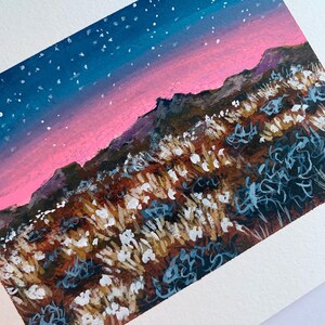 Original gouache sunset desert painting image 2