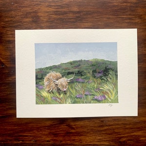 Original gouache highland cow painting