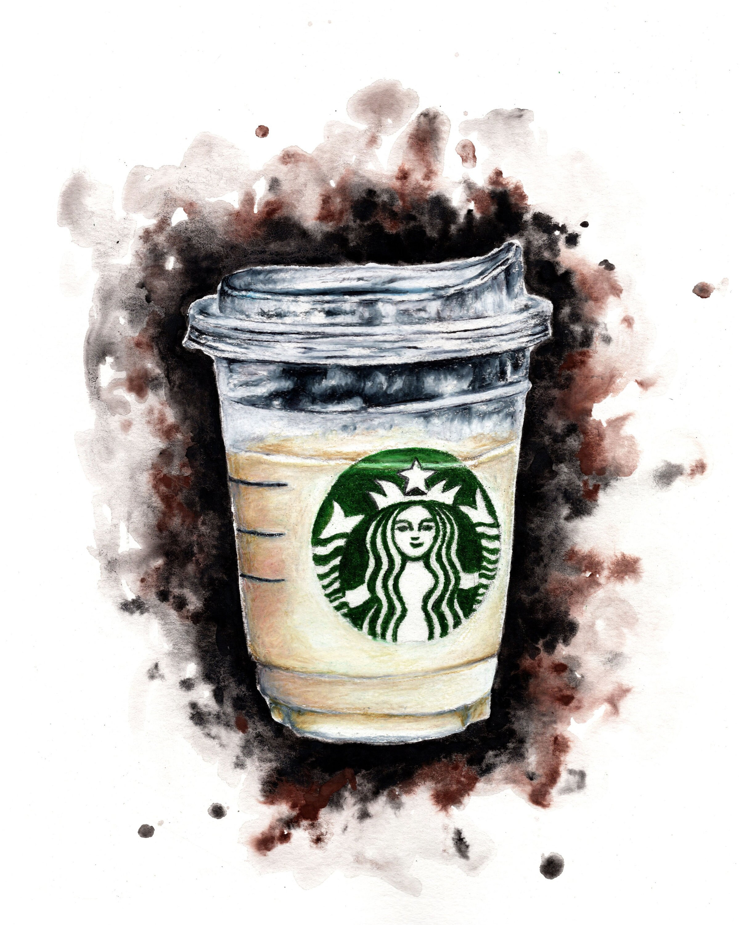 Starbucks coffee watercolor painting art set of 2 8x10 iced Etsy