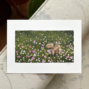 Original gouache capybara painting image 1