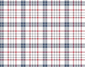 American Beauty Plaid Navy Fabric Yardage by Dani Mogstad for Riley Blake Designs..Sold in 1/2 yard increments