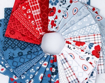 American Beauty Fat Quarter Bundle, Patriotic Bundle by Dani Mogstad for Riley Blake Designs